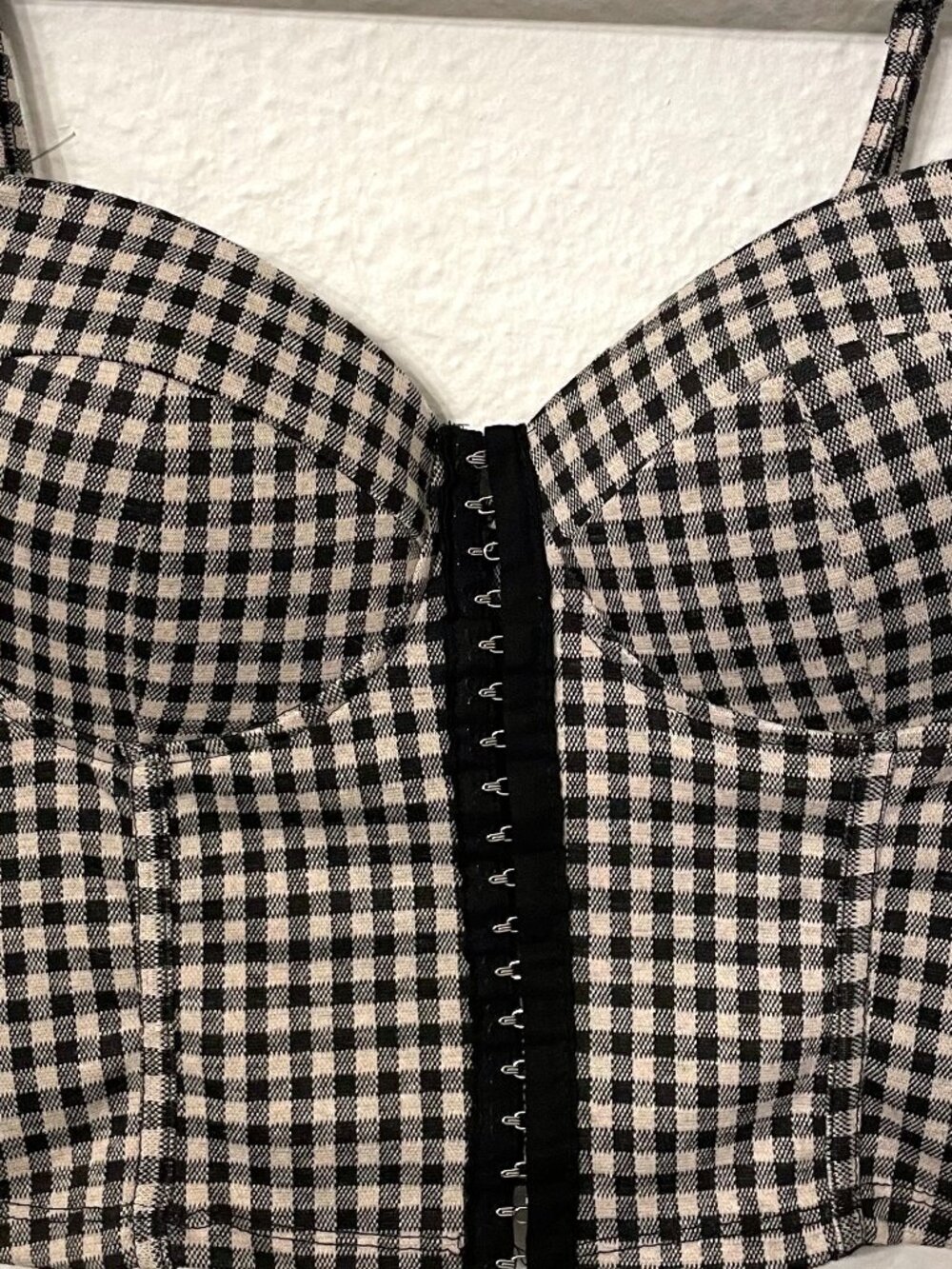 Gingham Corset / Bustier Top w/Hook-n-Eye Closure XL Cowgirl Festival Whimsigoth